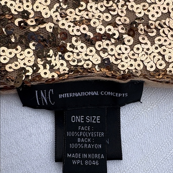 Talbots Gold Sequin Top/ INC scarf - Picture 5 of 6